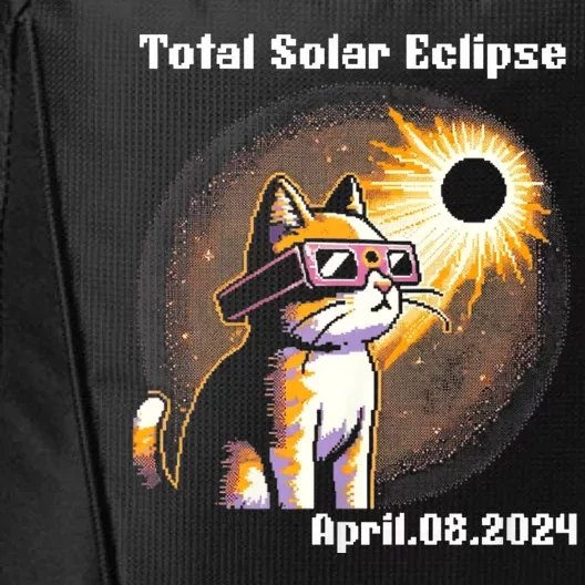 Solar Eclipse 2024 Cat Wearing Solar Eclipse Glasses City Backpack