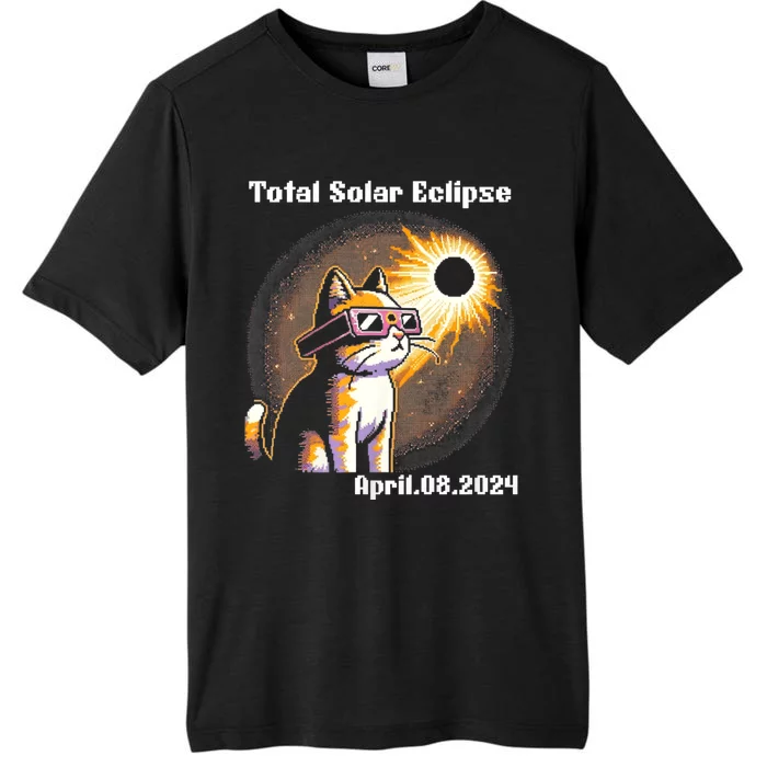 Solar Eclipse 2024 Cat Wearing Solar Eclipse Glasses ChromaSoft Performance T-Shirt