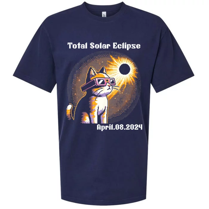 Solar Eclipse 2024 Cat Wearing Solar Eclipse Glasses Sueded Cloud Jersey T-Shirt