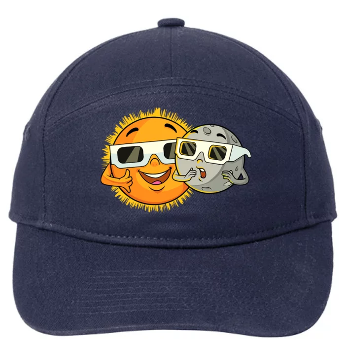 Solar Eclipse 2024 Funny Sun Moon Glasses Science 7-Panel Snapback Hat