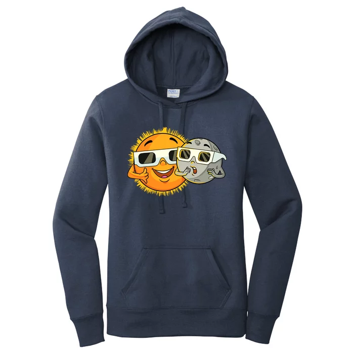 Solar Eclipse 2024 Funny Sun Moon Glasses Science Women's Pullover Hoodie