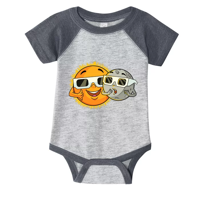 Solar Eclipse 2024 Funny Sun Moon Glasses Science Infant Baby Jersey Bodysuit