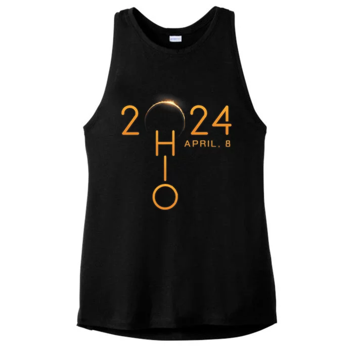 Solar Eclipse 2024 State Ohio Ladies Tri-Blend Wicking Tank