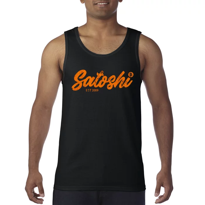 Satoshi Est 2009 Bitcoin Creator Blockchain Currency Tank Top