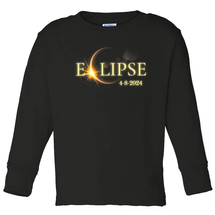 Solar Eclipse 2024 Total Solar Eclipse 4.08.24 Gift For Solar Eclipse Lover Toddler Long Sleeve Shirt