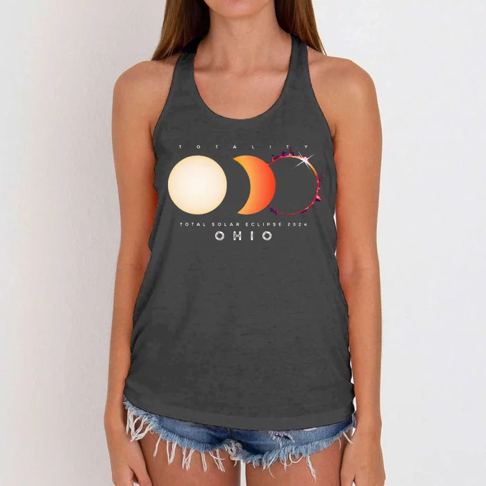 Solar Eclipse 2024 Total Eclipse Ohio America Women's Knotted Racerback Tank