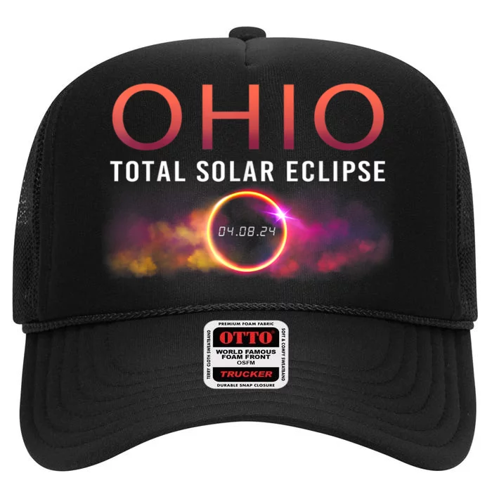 Solar Eclipse 2024 State Ohio Total Solar Eclipse High Crown Mesh Trucker Hat