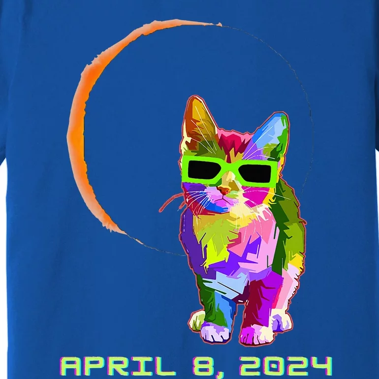 Solar Eclipse 2024 Cat Wearing Solar Eclipse Glasses Premium T-Shirt