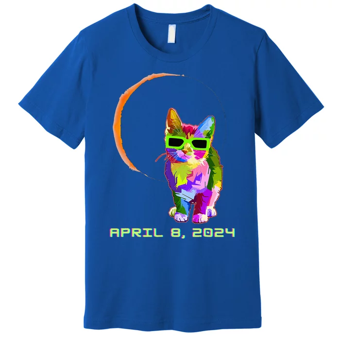 Solar Eclipse 2024 Cat Wearing Solar Eclipse Glasses Premium T-Shirt