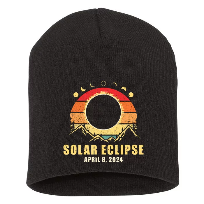 Solar Eclipse 2024 Total Solar Eclipse April 8 2024 Vintage Short Acrylic Beanie