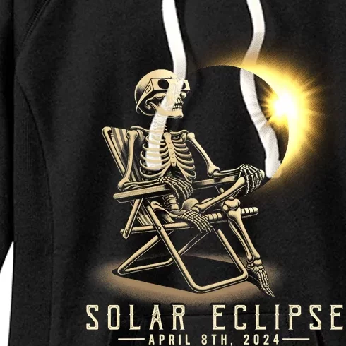 Solar Eclipse 2024 Total Eclipse April 8th 2024 Skull Women's Fleece Hoodie