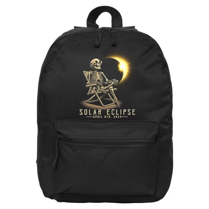 Solar Eclipse 2024 Total Eclipse April 8th 2024 Skull 16 in Basic Backpack