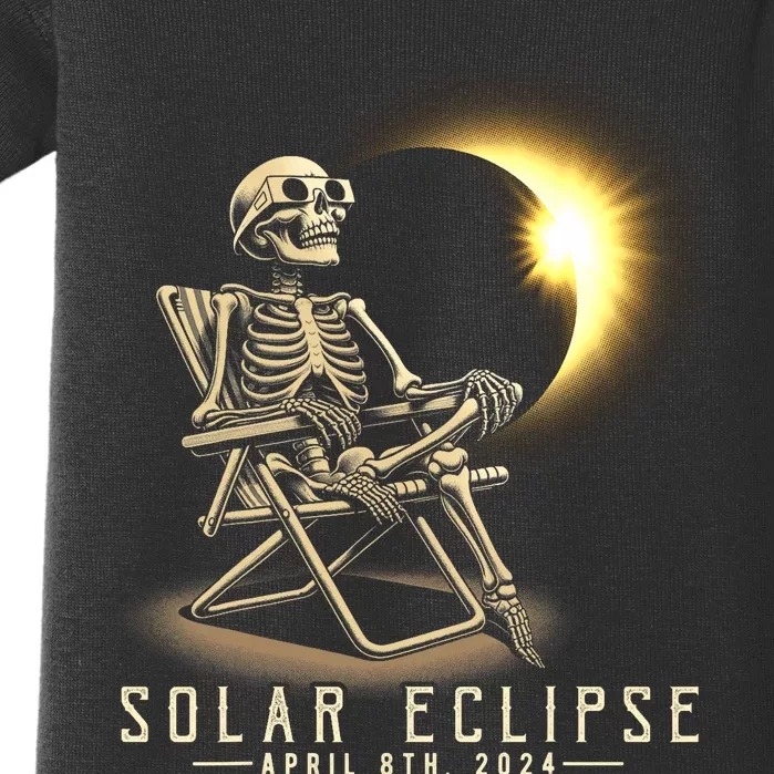 Solar Eclipse 2024 Total Eclipse April 8th 2024 Skull Baby Bodysuit