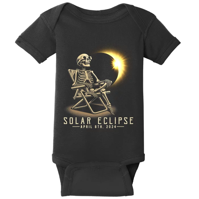 Solar Eclipse 2024 Total Eclipse April 8th 2024 Skull Baby Bodysuit