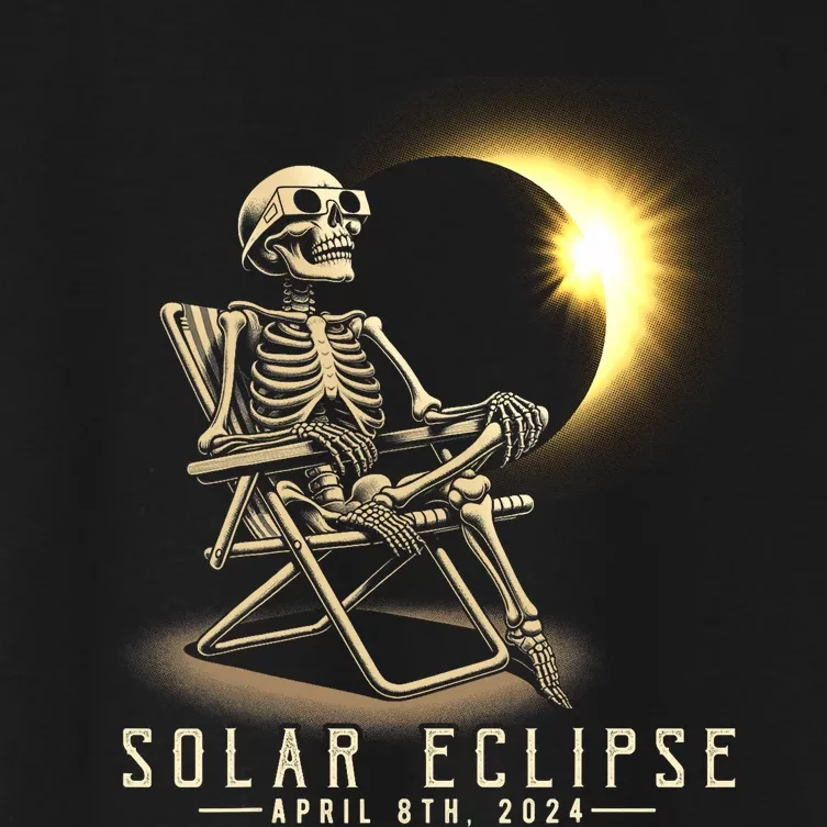 Solar Eclipse 2024 Total Eclipse April 8th 2024 Skull Women's Crop Top Tee