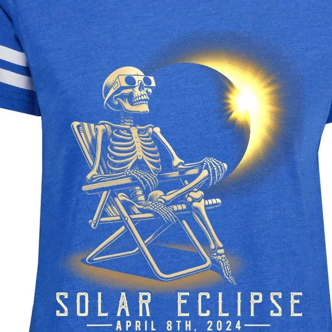 Solar Eclipse 2024 Total Eclipse April 8th 2024 Skull Enza Ladies Jersey Football T-Shirt