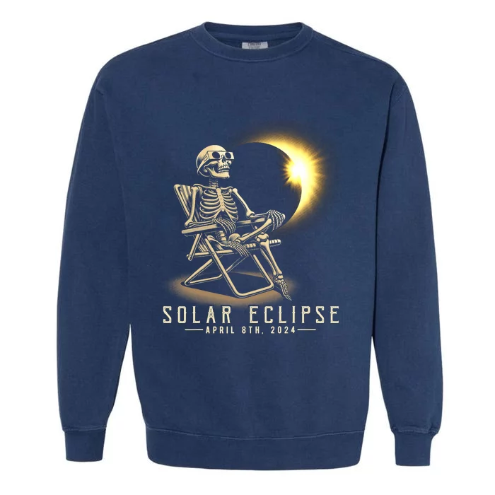 Solar Eclipse 2024 Total Eclipse April 8th 2024 Skull Garment-Dyed Sweatshirt