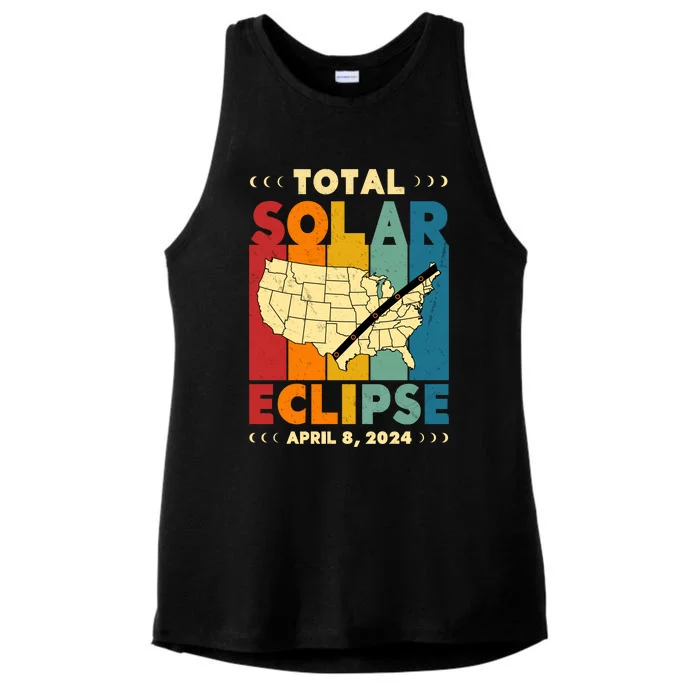 Solar Eclipse 2024 Total Solar Eclipse Vintage Retro Total Eclipse Ladies Tri-Blend Wicking Tank