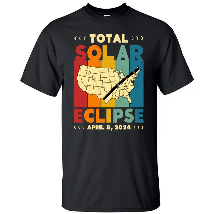 Solar Eclipse 2024 Total Solar Eclipse Vintage Retro Total Eclipse Tall T-Shirt