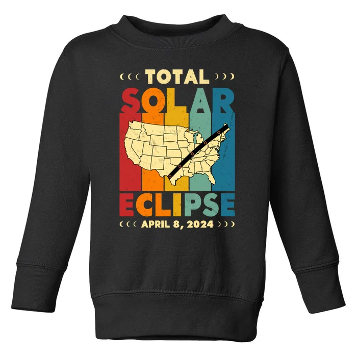 Solar Eclipse 2024 Total Solar Eclipse Vintage Retro Total Eclipse Toddler Sweatshirt