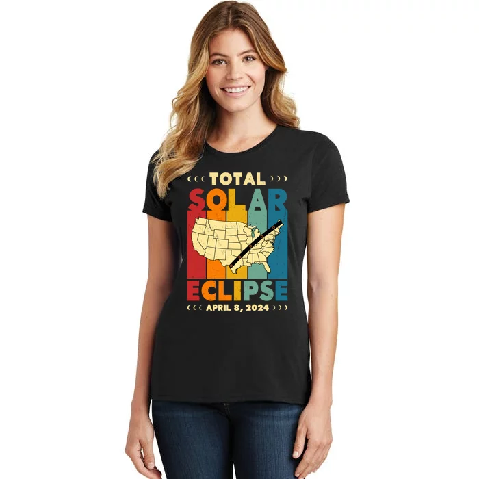 Solar Eclipse 2024 Total Solar Eclipse Vintage Retro Total Eclipse Women's T-Shirt