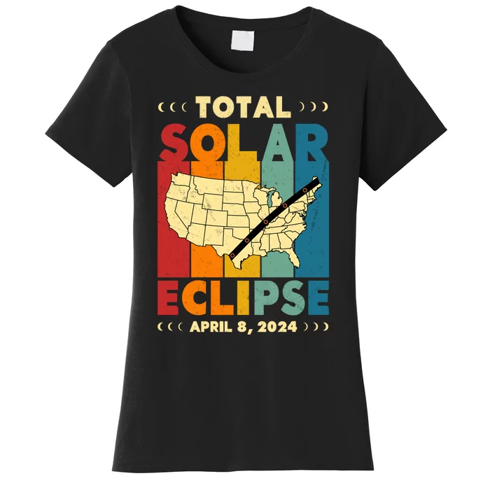 Solar Eclipse 2024 Total Solar Eclipse Vintage Retro Total Eclipse Women's T-Shirt