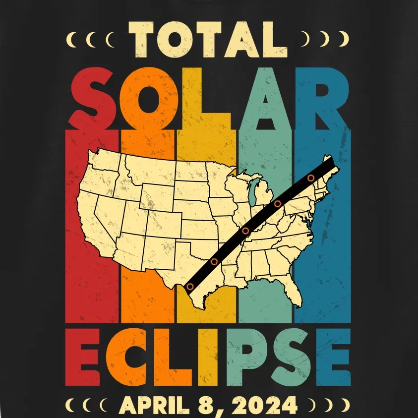 Solar Eclipse 2024 Total Solar Eclipse Vintage Retro Total Eclipse Kids Sweatshirt