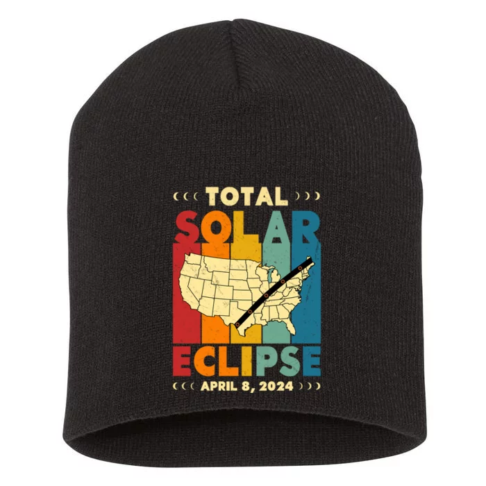 Solar Eclipse 2024 Total Solar Eclipse Vintage Retro Total Eclipse Short Acrylic Beanie