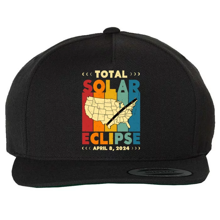 Solar Eclipse 2024 Total Solar Eclipse Vintage Retro Total Eclipse Wool Snapback Cap