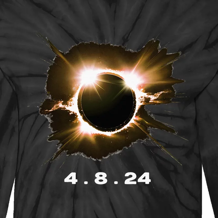 Solar Eclipse 4.8.24 Totality Event 2024 Souvenir Tie-Dye Long Sleeve Shirt