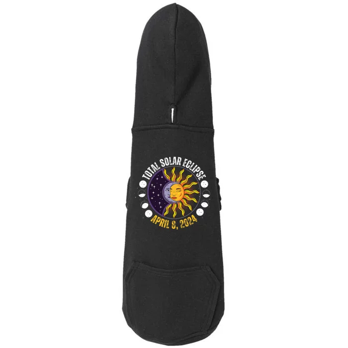 Solar Eclipse 842024 Eclipse With Sun Crescent Moon Doggie 3-End Fleece Hoodie