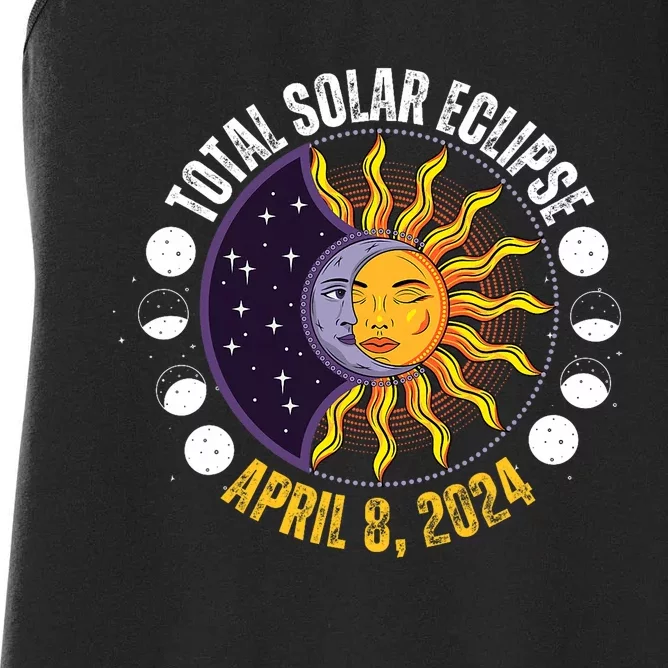 Solar Eclipse 842024 Eclipse With Sun Crescent Moon Women's Racerback Tank