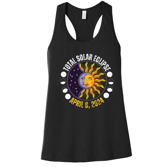 Solar Eclipse 842024 Eclipse With Sun Crescent Moon Women's Racerback Tank