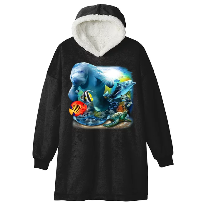 Sea Life - Classic Collage Hooded Wearable Blanket