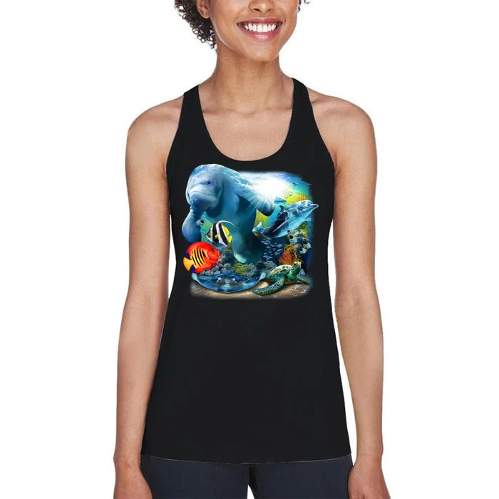 Sea Life - Classic Collage Women's Racerback Tank