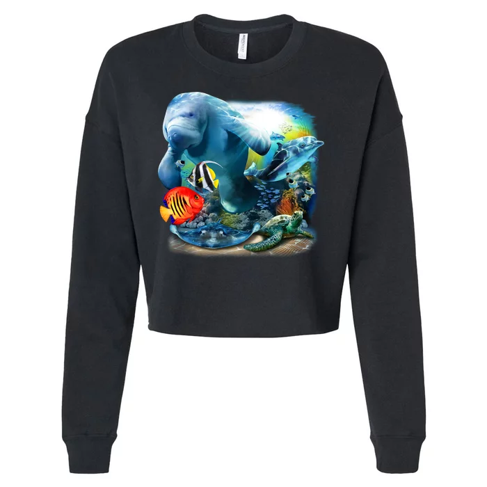 Sea Life - Classic Collage Cropped Pullover Crew