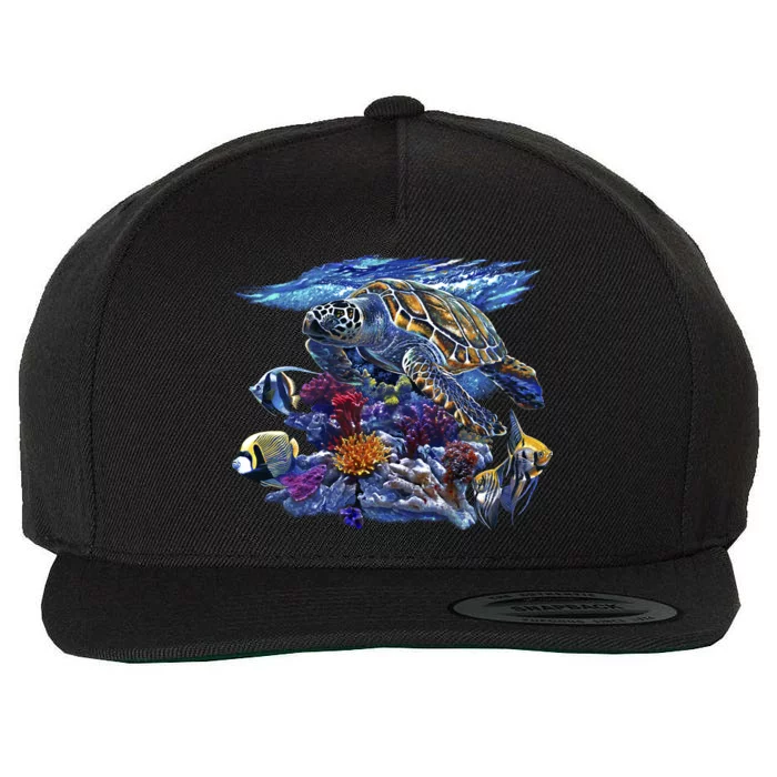 Sea Turtle Life Wool Snapback Cap