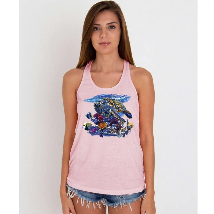 Sea Turtle Life Women's Knotted Racerback Tank