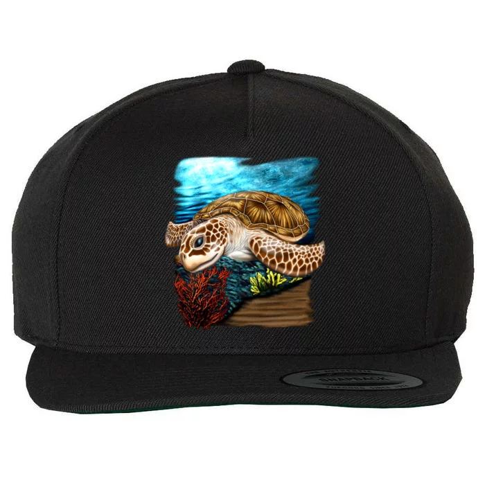 Sea Turtle Ocean Wool Snapback Cap