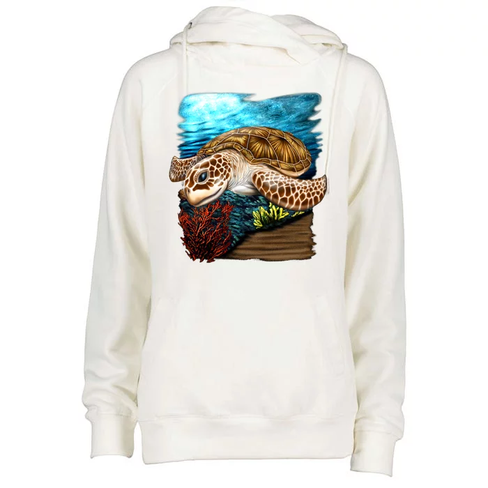 Sea Turtle Ocean Womens Funnel Neck Pullover Hood