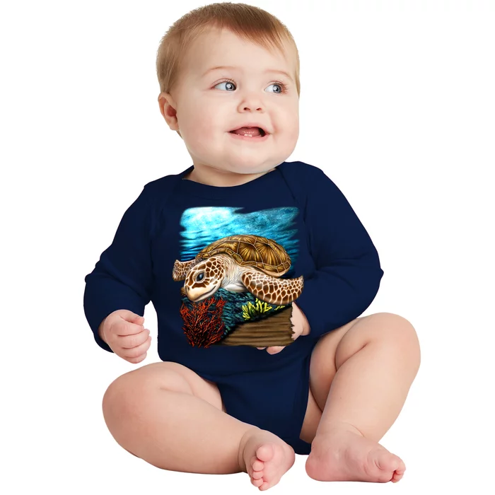 Sea Turtle Ocean Baby Long Sleeve Bodysuit