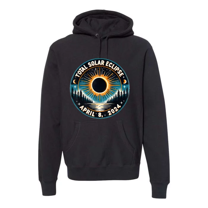 Solar Eclipse Astronomy Vintage 2024 Solar Eclipse Premium Hoodie