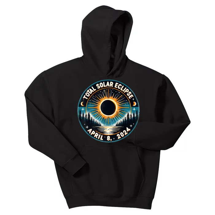 Solar Eclipse Astronomy Vintage 2024 Solar Eclipse Kids Hoodie