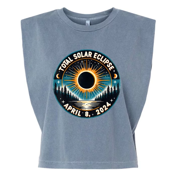 Solar Eclipse Astronomy Vintage 2024 Solar Eclipse Garment-Dyed Women's Muscle Tee