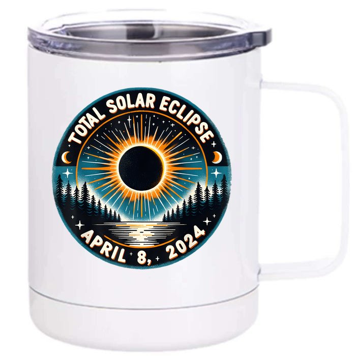 Solar Eclipse Astronomy Vintage 2024 Solar Eclipse Front & Back 12oz Stainless Steel Tumbler Cup