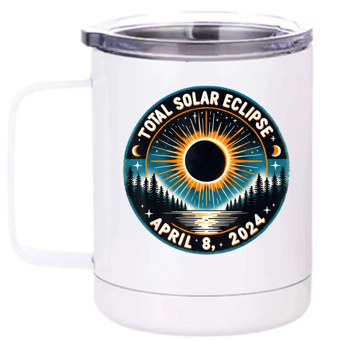 Solar Eclipse Astronomy Vintage 2024 Solar Eclipse Front & Back 12oz Stainless Steel Tumbler Cup