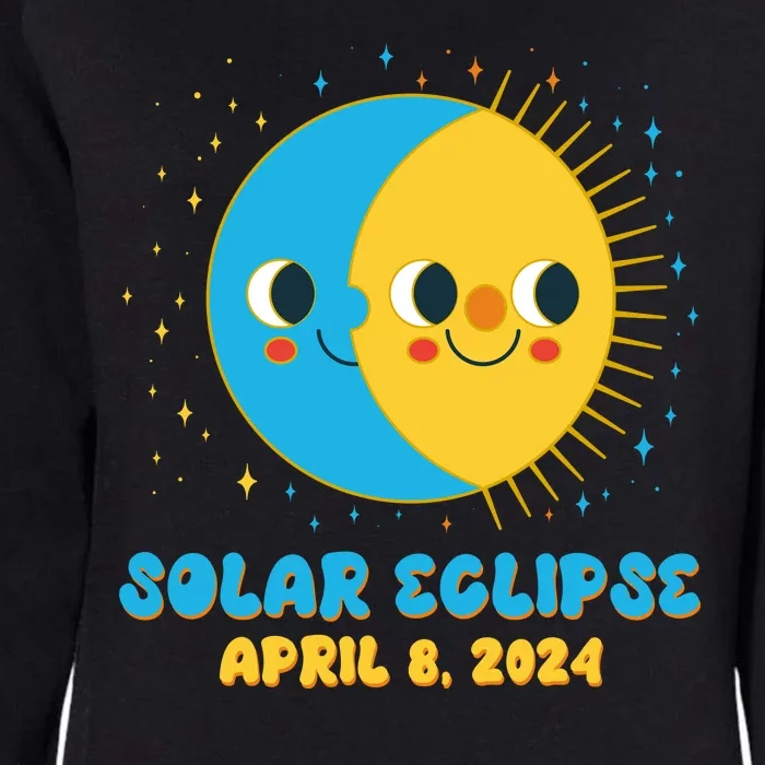 Solar Eclipse April 8 2024 Cute Moon And Sun Womens California Wash Sweatshirt