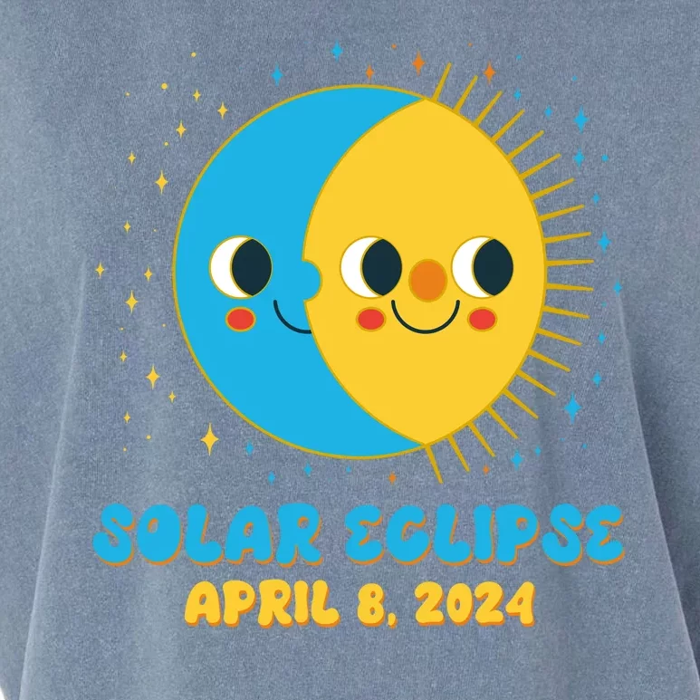 Solar Eclipse April 8 2024 Cute Moon And Sun Garment-Dyed Women's Muscle Tee