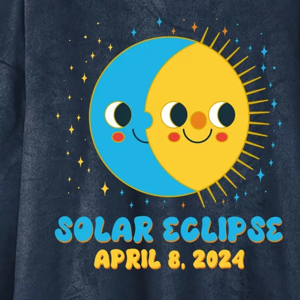 Solar Eclipse April 8 2024 Cute Moon And Sun Hooded Wearable Blanket