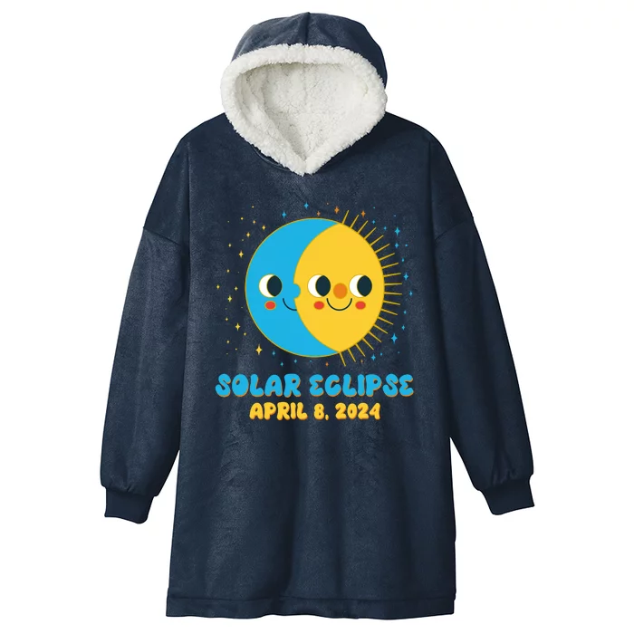 Solar Eclipse April 8 2024 Cute Moon And Sun Hooded Wearable Blanket